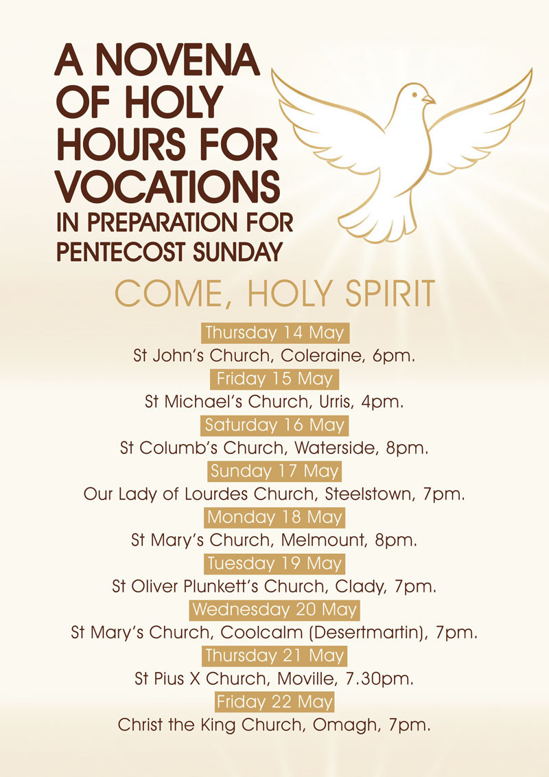 Timetable for the Diocese of Derry Novena of Holy Hours for Vocations, 14–22 May